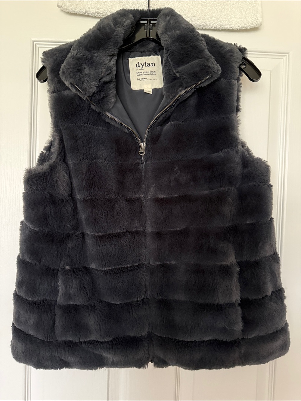 Dylan Fur Love Faux Fur Vest Sundance Slate Blue Large